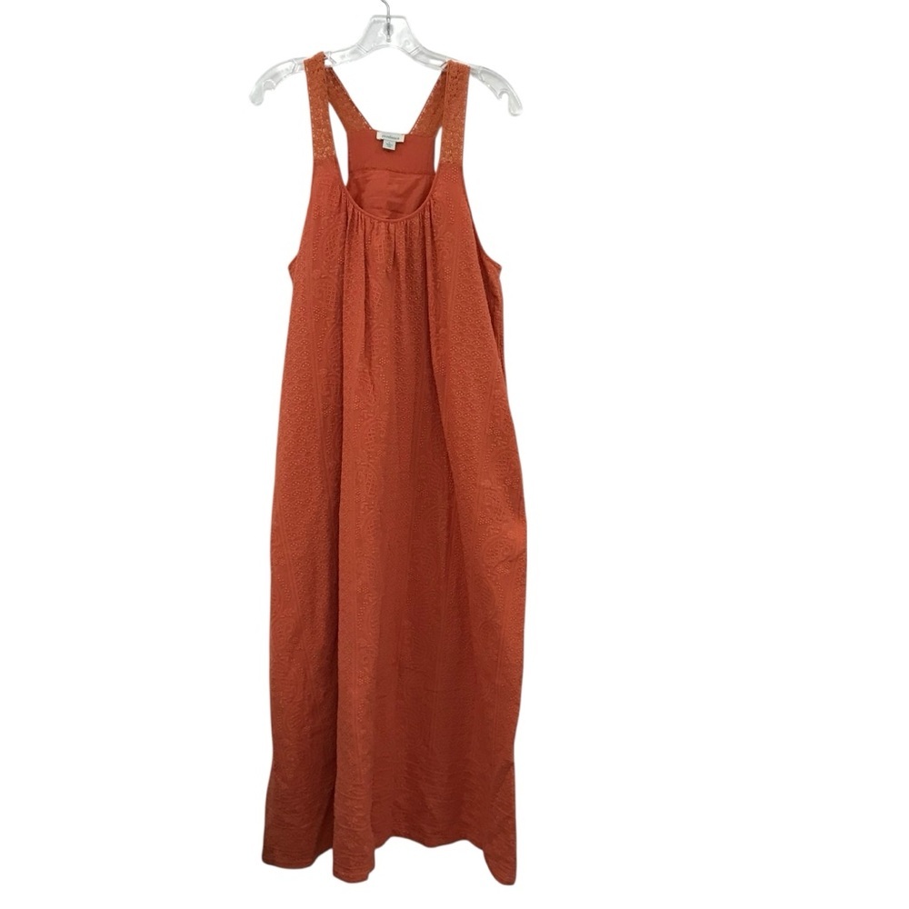 Sundance Earthy Orange Long Sleeveless Maxi Dress L Boho Beach Festival Cruise
